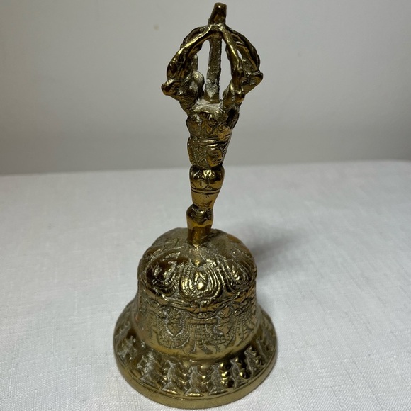 Vintage Ornate Brass Hand Bell Made In India - Picture 2 of 7